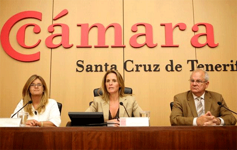 La vicepresidenta de la Cámara junto a la concejal de Urbanismo y Vivienda de Santa Cruz y el vicepresidente de FEPECO. 