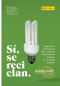 Cartel campaña de reciclaje de Ambilamp. 