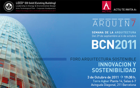 Foro Arquitectura Sostenible: Innovación y Sostenibilidad, el próximo 3 de octubre en Barcelona.