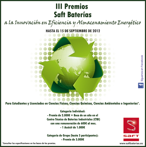 III edición de los Premios a la Innovación en Eficiencia y Almacenamiento Energético de Saft