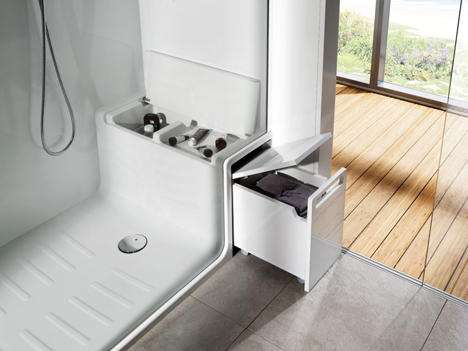 Hide & Seat de Roca, almacenaje y asiento en el espacio de ducha. •  CONSTRUIBLE