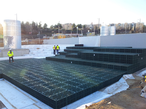 La empresa Graf ha participado en la construcción de un depósito de infiltración mediante sus bloques de drenaje de polipropileno reciclado en la remodelación del parque de la Avenida del Estaut