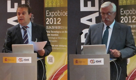A la izquierda Jorge Herrero, director de Expobionergía y a la derecha Javier Díaz, presidente de AVEBIOM y de Expobioenergía.