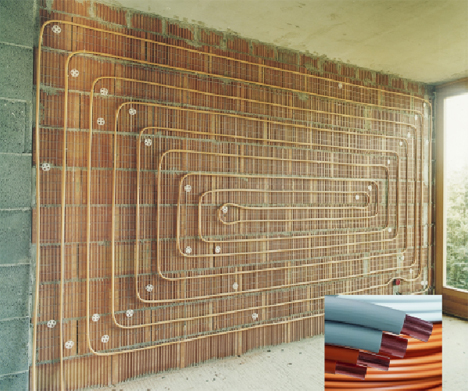 Instalación de un sistema de calefacción por pared radiante con tubos de cobre © Wieland