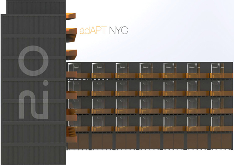 proyecto que el arquitecto norteamericano Lionel Scharly ha presentado al concurso para la construcción de un edificio de 50 microapartamentos en Manhattan que incorpora el sistema modular de Compact Habit