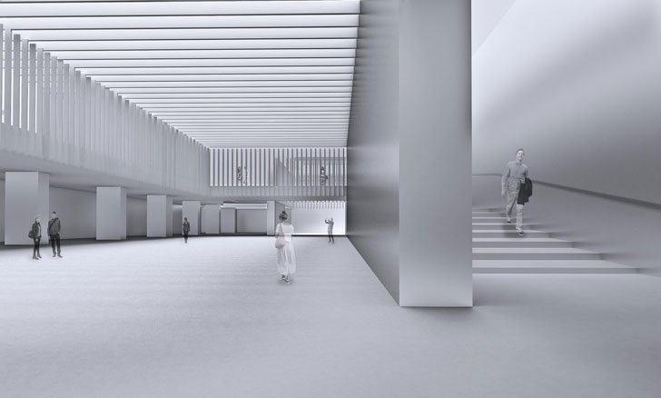 Recreación en 3D del interior del Centro Pompidou