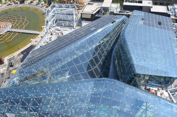Vista aérea de la Cúpula de la Expo Milán 2015.