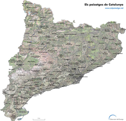 Mapa de 135 paisajes de Cataluña.