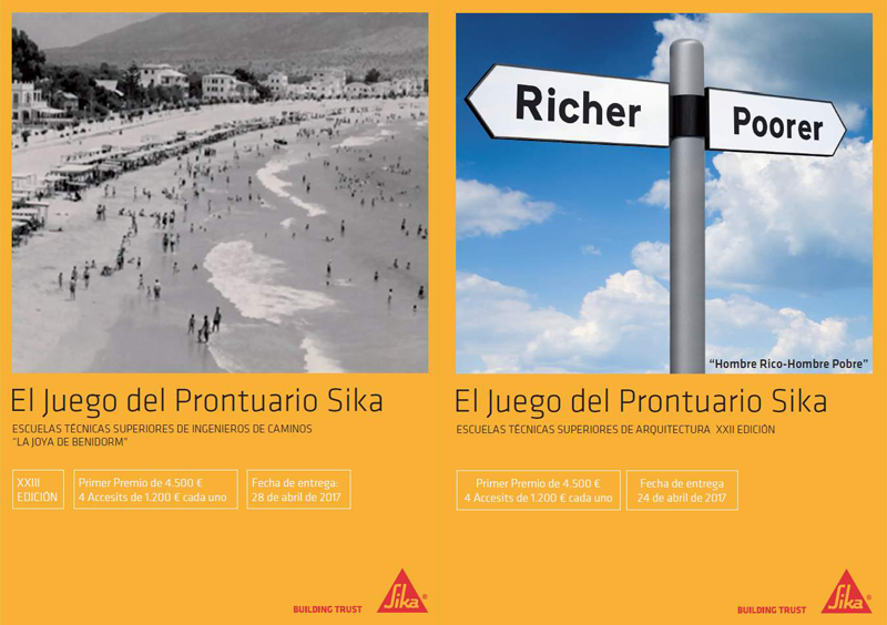 Nueva edición de los Premios Prontuario Sika para estudiantes de Ingeniería de Caminos y de Arquitectura.