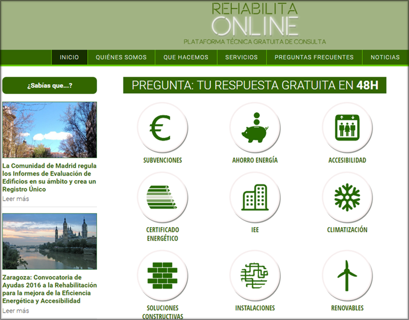 RehabilitaOnline permite resolver gratuitamente las dudas sobre la Rehabilitación de edificios. 