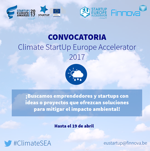 Las ideas para participar en la convocatoria Climate StartUp Europe Accelerator 2017 pueden presentarse hasta el 19 de abril.