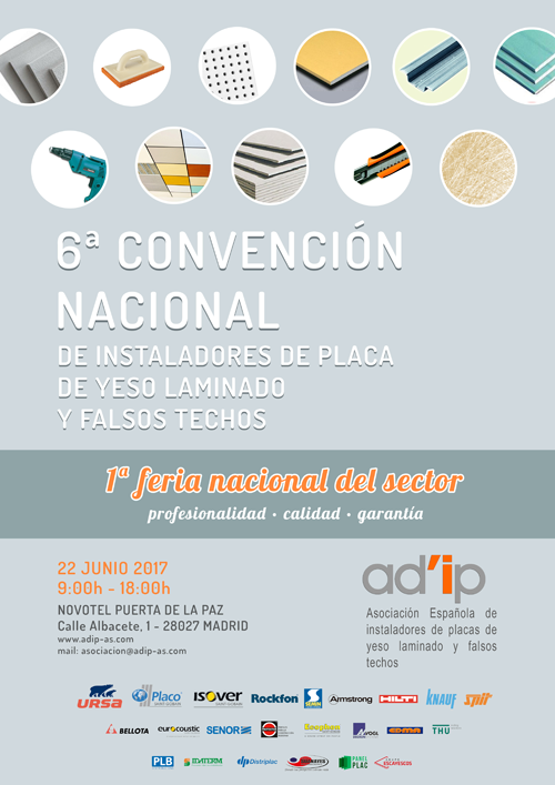 El 22 de junio se celebrará la 6ª Convención Nacional de Instaladores de Placa de Yeso Laminado y Falsos Techos. 