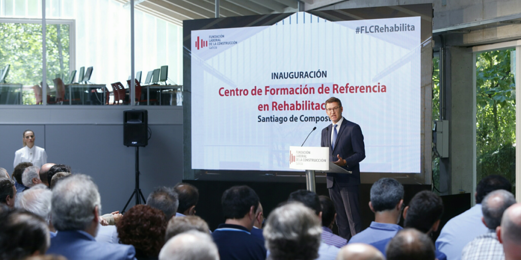 Alberto Nunez Feijoo durante la inauguración del Centro de Formación de Referencia Laboral de la Fundación Laboral de la Construcción. 
