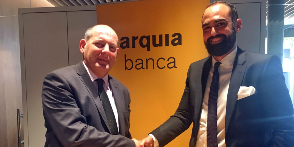 Alfonso Vargas, presidente de CLANER, acuerda con Arquia Banca la financiación de empresas de Construcción Sostenible y renovables. 