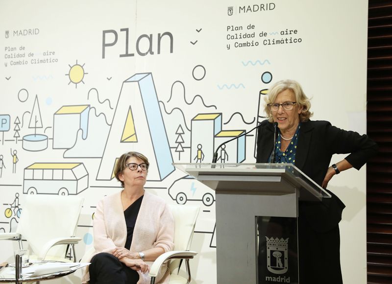 Manuela Carmena en la rueda de prensa presentación Plan A de Calidad del Aire y Cambio Climático. 