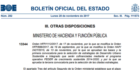 Ampliado el plazo de presentación de solicitudes a la Tercera convocatoria de estrategias DUSI