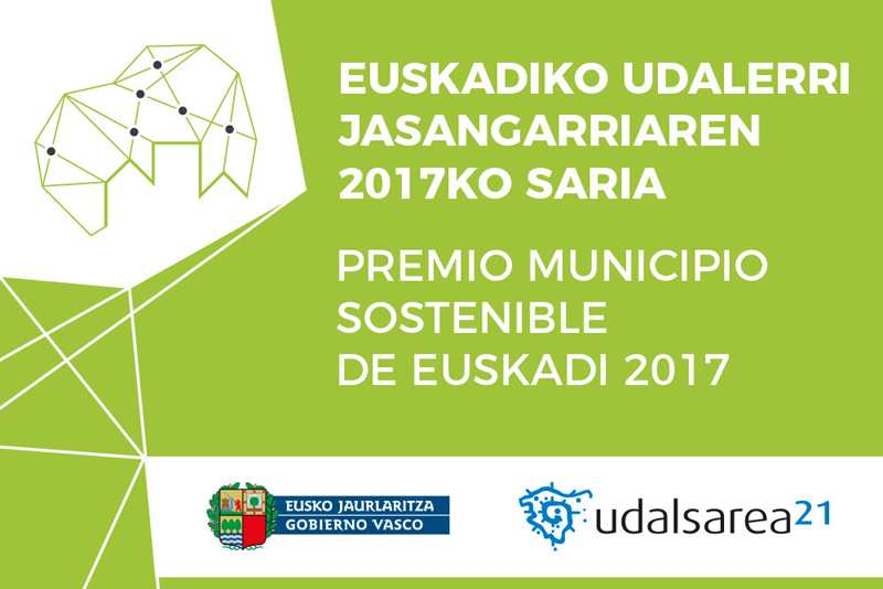 EL 18 de enero se conocerá el ganador de Premio Municipio Sostenible de Euskadi 2017. 