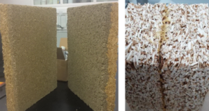 Figura 3. Muestra de aglomerado laminado [izq.], Muestra de aglomerado multicapa [der.].