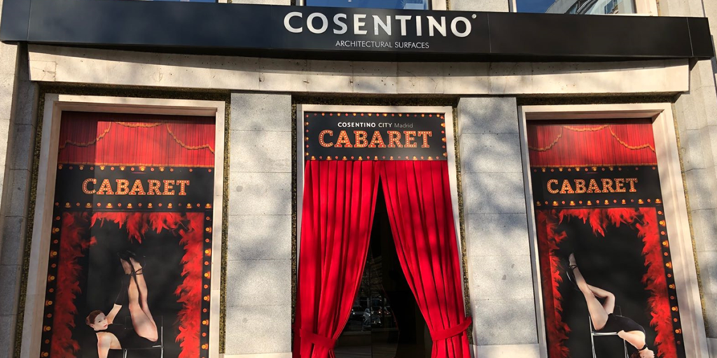 Fachada Cosentino City Madrid con Evento Cabaret