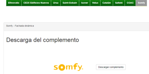El complemento Somfy para la certificación energética de edificios ya se puede descargar