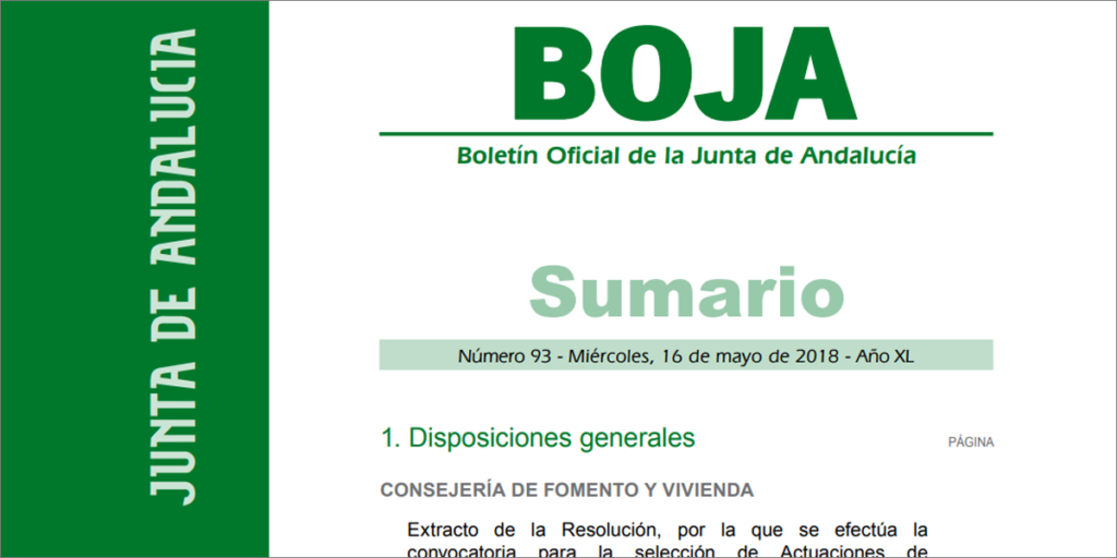 Resolución del Boletín Oficial de la Junta de Andalucía (BOJA)