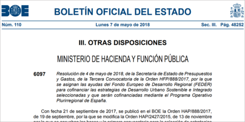 Un total de 50 propuestas son seleccionadas en la tercera convocatoria de EDUSI