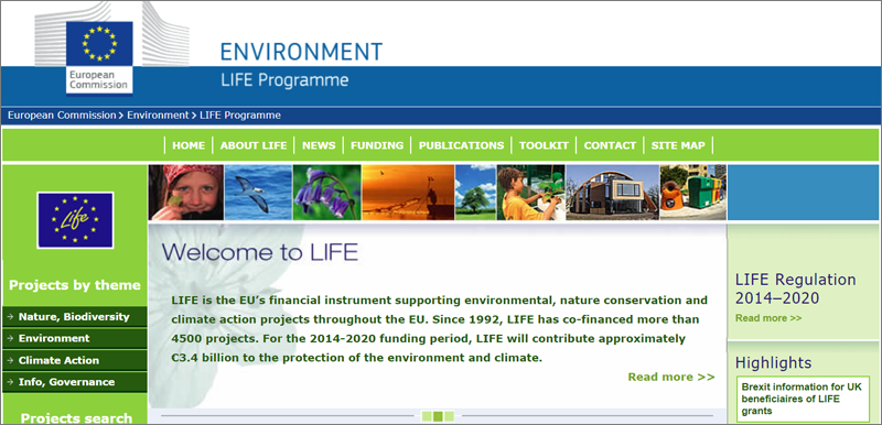 Página web del programa LIFE