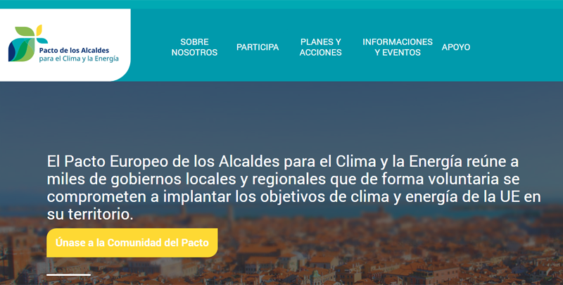 Sitio web Pacto de Alcaldes para Clima y Energía