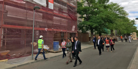 Técnicos europeos visitan las obras de rehabilitación energética en Maestro de Tellería para conocer el trabajo de Zaragoza Vivienda