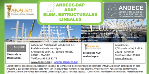 Andece publica sus declaraciones ambientales sectoriales de elementos prefabricados de hormigón