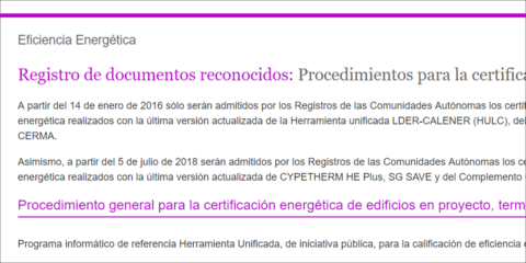 Nuevos procedimientos reconocidos por el Gobierno para la certificación energética de edificios