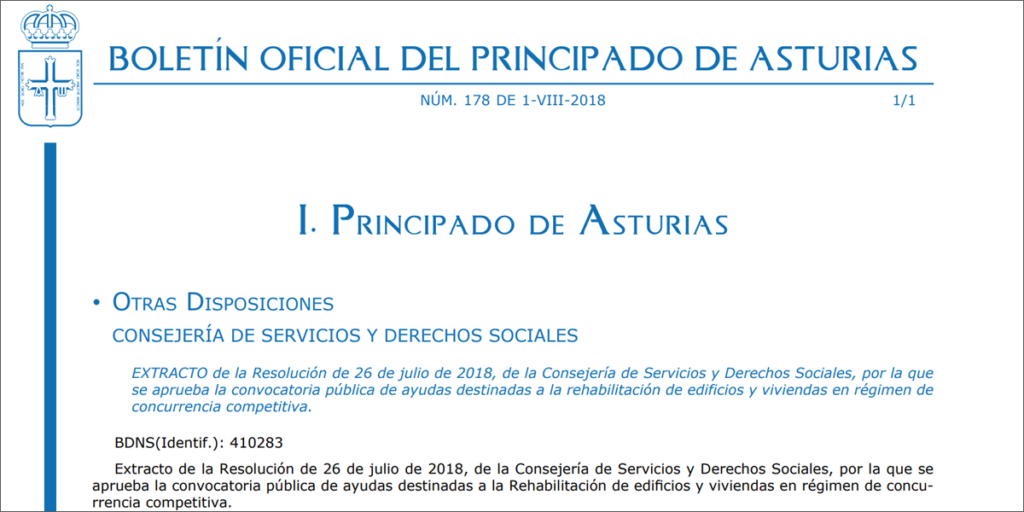 Resolución del Boletín Oficial del Principado de Asturias