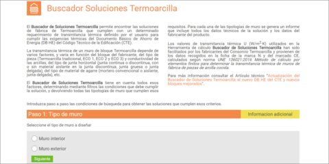 El buscador de soluciones Termoarcilla se actualiza para cumplir el nuevo DB HE del CTE para el diseño de EECN