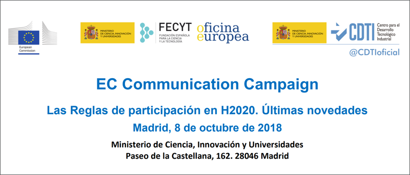 Cartel de la Jornada EC Communication Campaign: Las Reglas de participación en Horizonte 2020. Últimas novedades 
