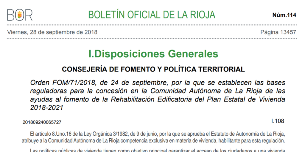 Publicación del Boletín Oficial de La Rioja