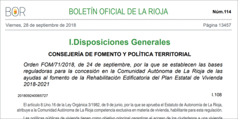 Abierta la convocatoria de ayudas a la rehabilitación en La Rioja para eficiencia energética, conservación y accesibilidad