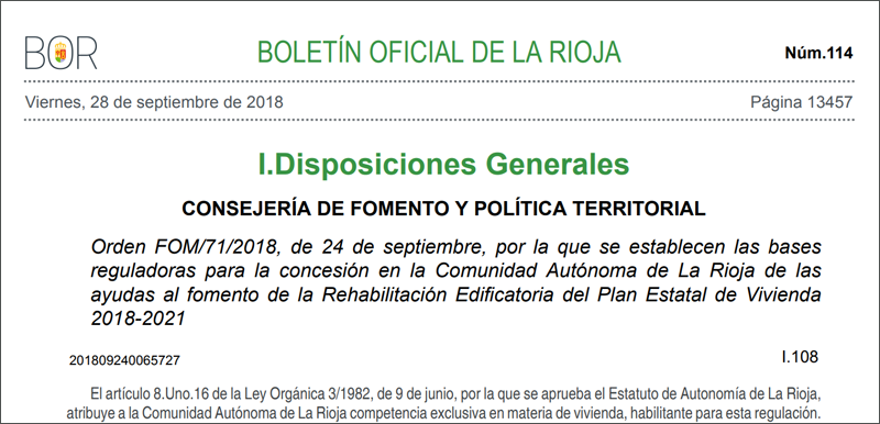 Convocatoria publicada en el Boletín Oficial de La Rioja