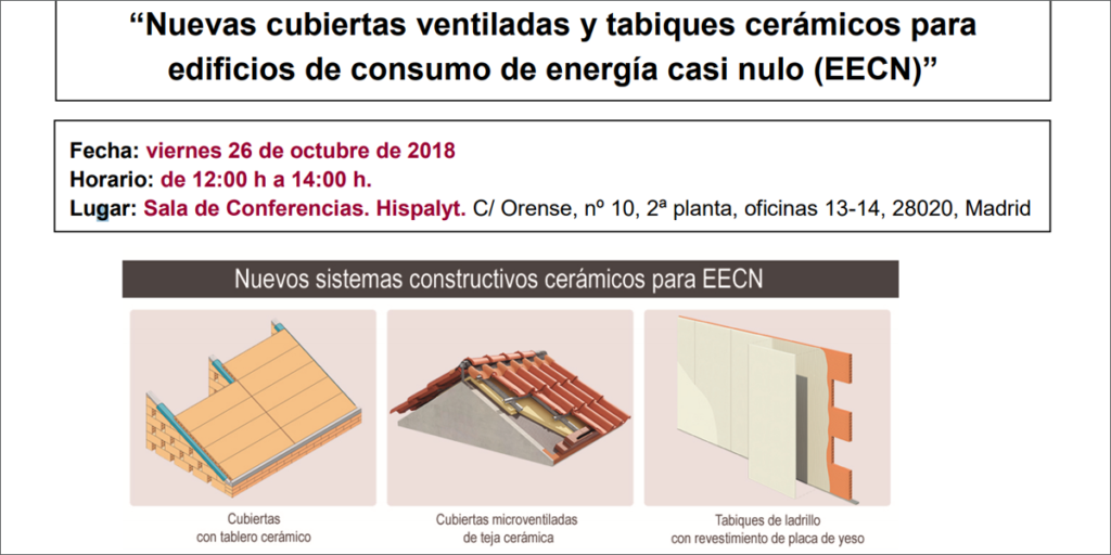 Cartel curso Nuevas cubiertas ventiladas y tabiques cerámicos para Edificios de Consumo de Energía Casi Nulo (EECN)