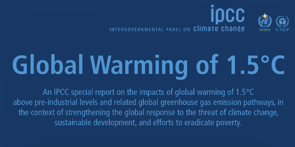 Portada Calentamiento global de 1,5 °C, Informe especial del IPCC