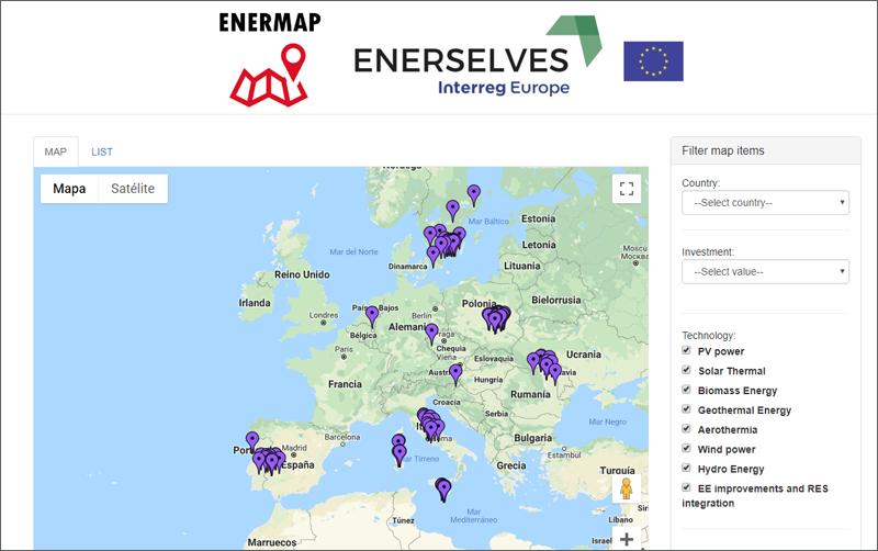 Mapa Enermap del proyecto Enerselves
