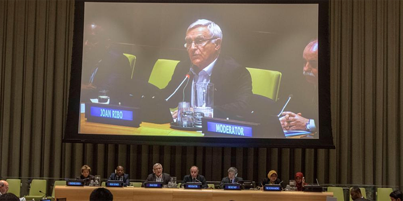 El alcalde de Valencia en un momento de su intervención ante la asamblea de la ONU.