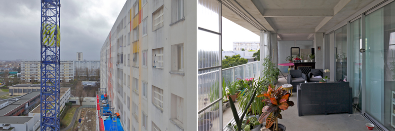 Imagen donde pueden verse las ventanas antes de la obra, y el jardín de invierno como resultado de la obra.