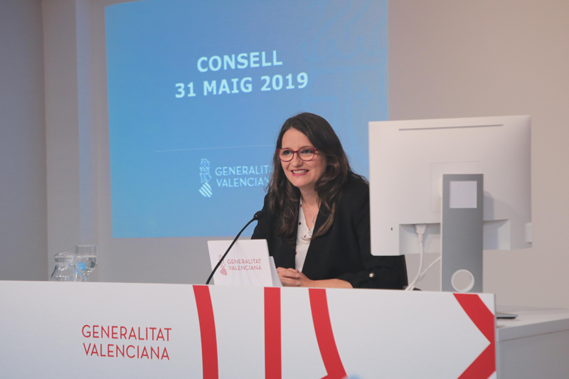 Vicepresidenta y portavoz del Consell, Mónica Oltra, durante la rueda de prensa.