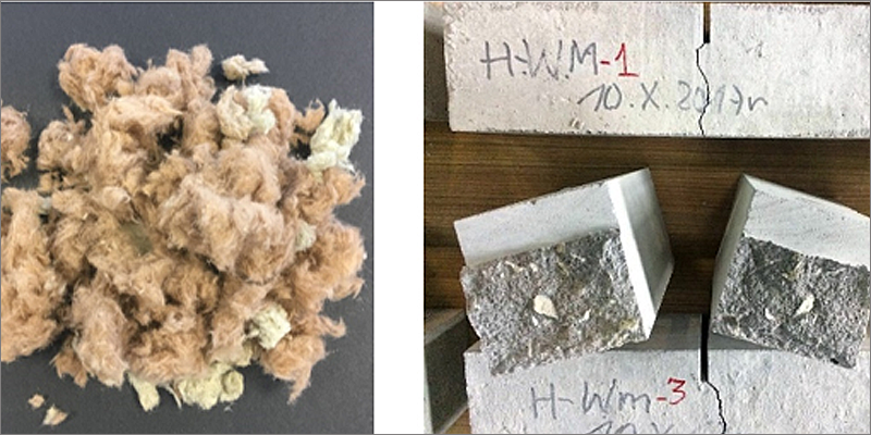 lana mineral reciclada y ensayo de fractura de morteros