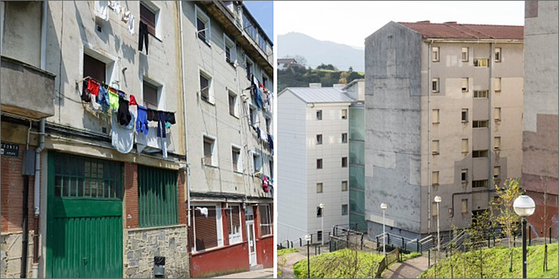 Edificios de los barrios de Otxarkoaga (Bilbao) y Txonta (Eibar).