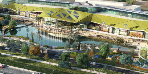 Abre el centro comercial sevillano Lagoh, construido con materiales reciclados y una gran cubierta verde
