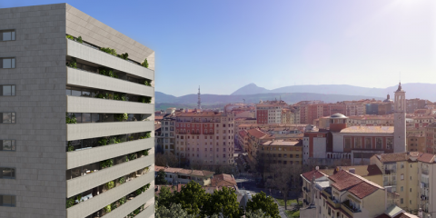 Fachada ventilada y calificación energética A en el complejo residencial ‘Nature Medialuna’ en Pamplona