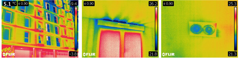 Figura 2. Inspecciones complementarias de termografía infrarroja de fachadas y ensayo de estanqueidad al aire, Blowerdoor.