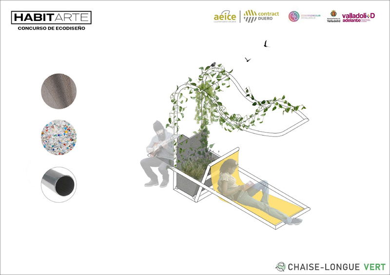 Diseño ganador Chaise-Longue Vert, diseñada por alumnos de la ETSAVA.