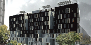 Infografía de las viviendas del ecobarrio. Imagen de EMVS.